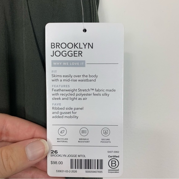 NWT Athleta Brooklyn Jogger Pants Green Size 26 - Picture 6 of 13